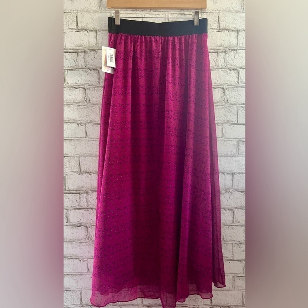 NWT LulaRoe Lucy Pink Flamingo Print Skirt Size Small Floor Length